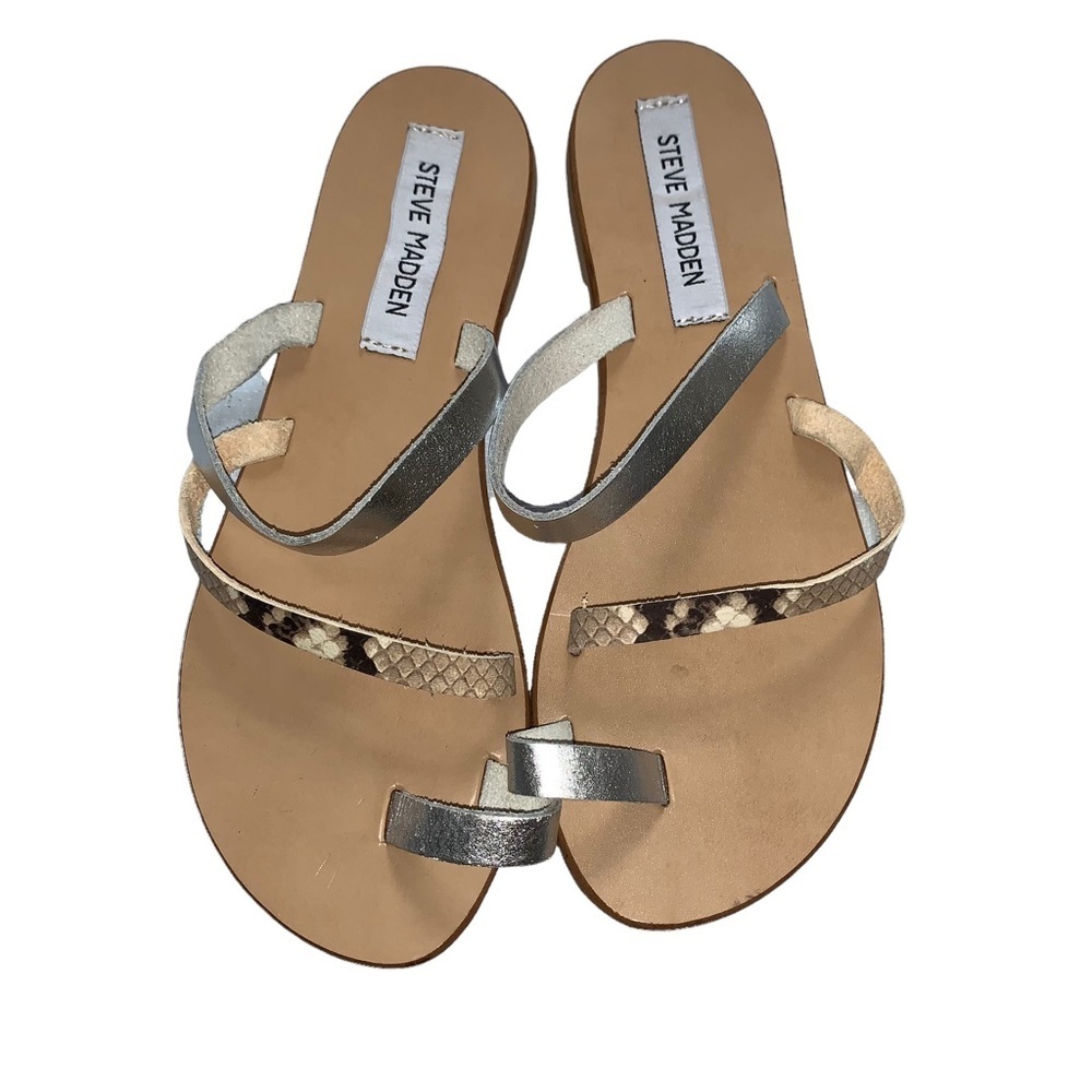 New Steve Madden Claustrophobic Toe Slide Sandal Snake Print Made in Italy SZ 7 - Picture 5 of 11